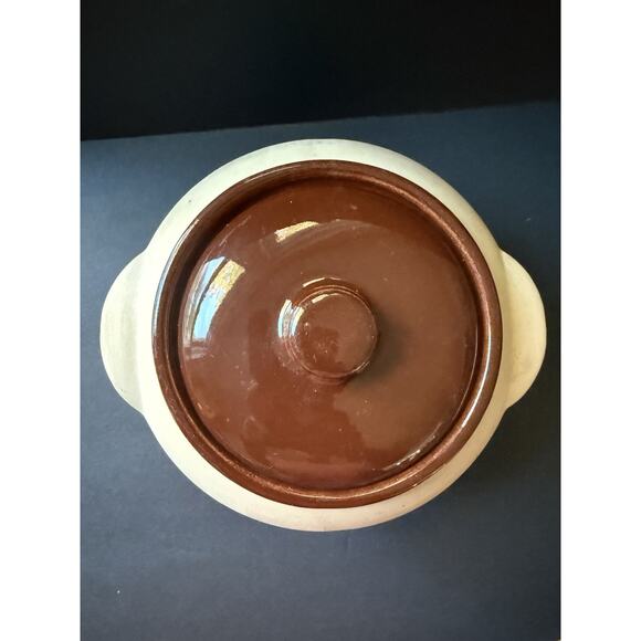 Vintage Watt Oven Ware Pottery Lidded Bisque Beige Chili Bean Crock Pot Cottage - Picture 2 of 8